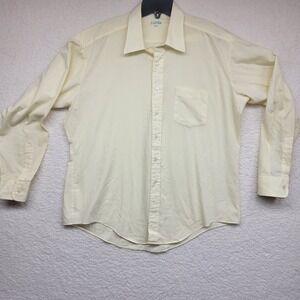 Gino Paoli Mens Light Yellow Dress Shirt 17.5 Neck 35 Sleeve